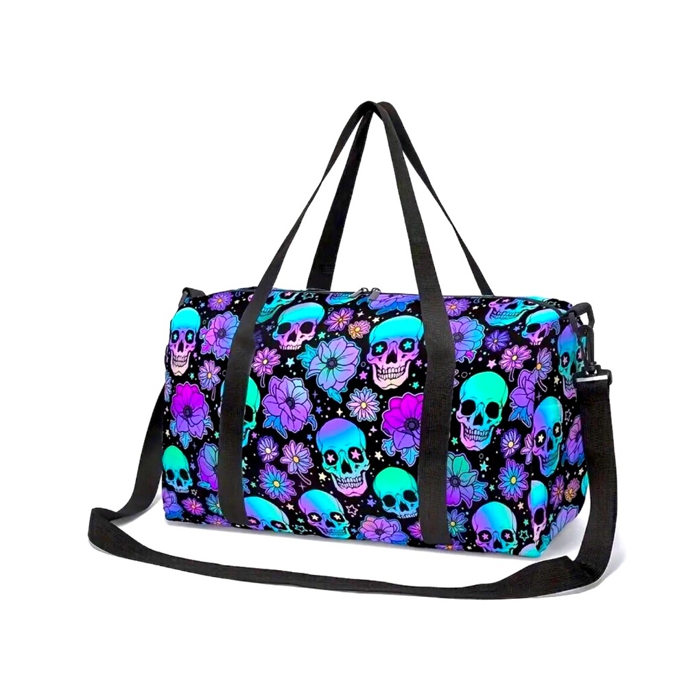 🆕 Sugar Skull Halloween Goth Punk Duffel Bag Travel